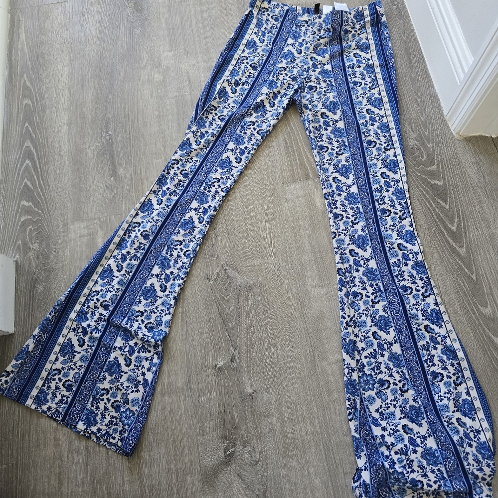 Floral Blue and White Women's Jeans